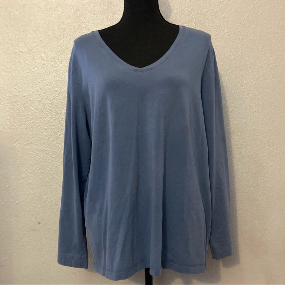 Long Sleeve V-Neck Blue Plus Size 2X Shirt